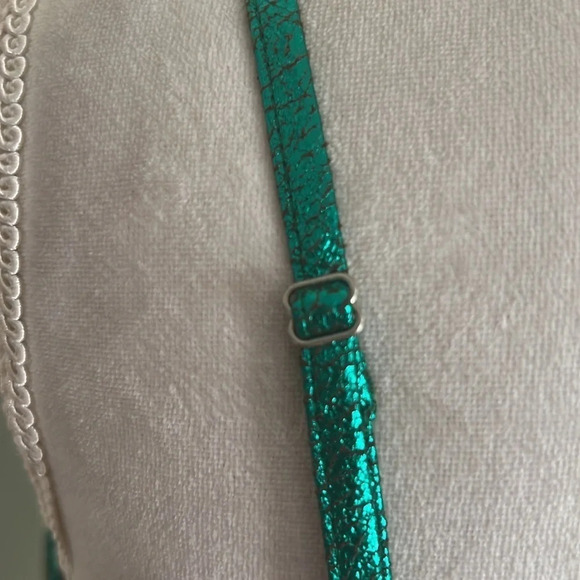 Lulus Always Envied Green Metallic Gathered Mini Dress - Size L - Picture 8 of 15